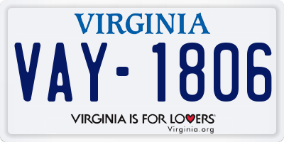 VA license plate VAY1806