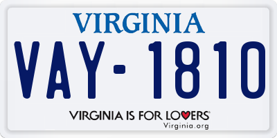 VA license plate VAY1810