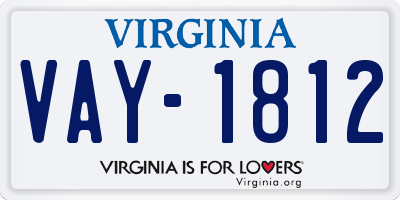 VA license plate VAY1812