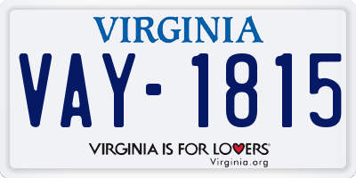VA license plate VAY1815