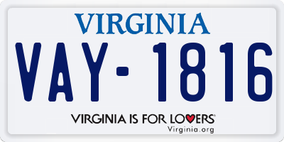 VA license plate VAY1816