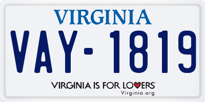 VA license plate VAY1819