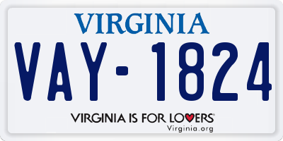 VA license plate VAY1824