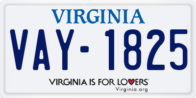 VA license plate VAY1825