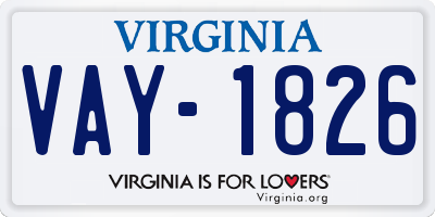 VA license plate VAY1826