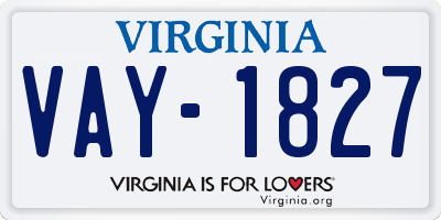 VA license plate VAY1827