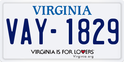 VA license plate VAY1829