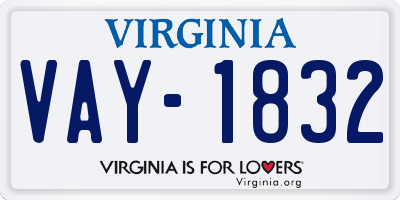 VA license plate VAY1832