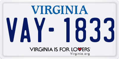 VA license plate VAY1833