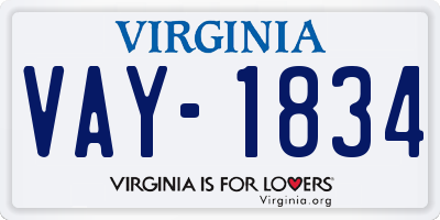 VA license plate VAY1834