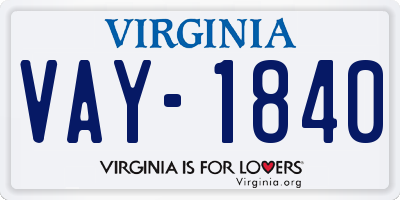 VA license plate VAY1840