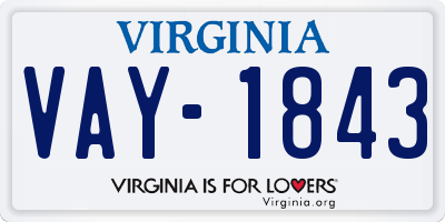 VA license plate VAY1843