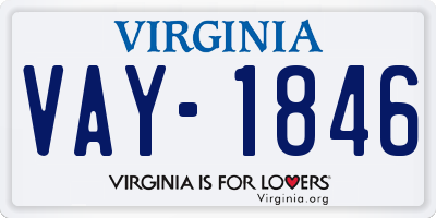 VA license plate VAY1846
