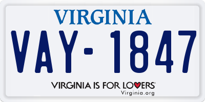 VA license plate VAY1847