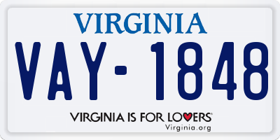 VA license plate VAY1848