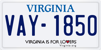 VA license plate VAY1850