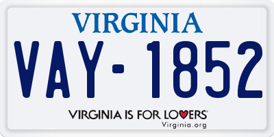 VA license plate VAY1852