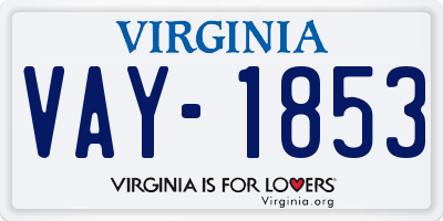 VA license plate VAY1853