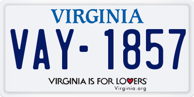 VA license plate VAY1857