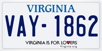 VA license plate VAY1862