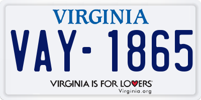 VA license plate VAY1865