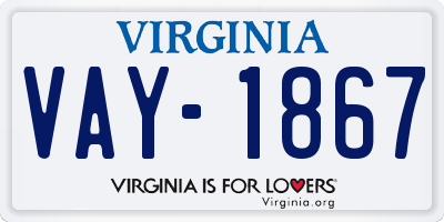 VA license plate VAY1867
