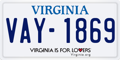 VA license plate VAY1869