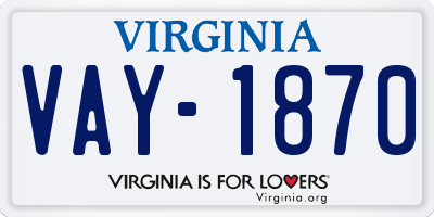 VA license plate VAY1870