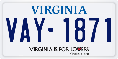 VA license plate VAY1871