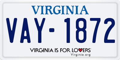 VA license plate VAY1872