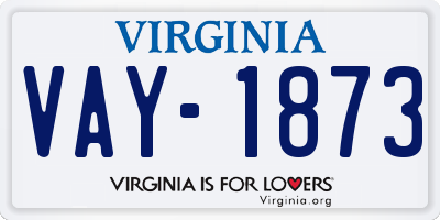 VA license plate VAY1873