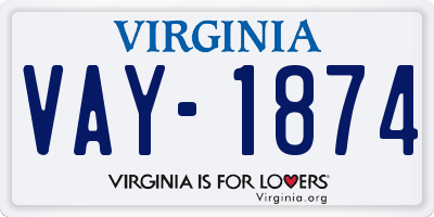 VA license plate VAY1874