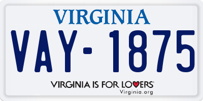 VA license plate VAY1875