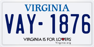 VA license plate VAY1876