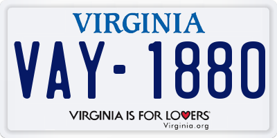 VA license plate VAY1880