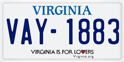 VA license plate VAY1883