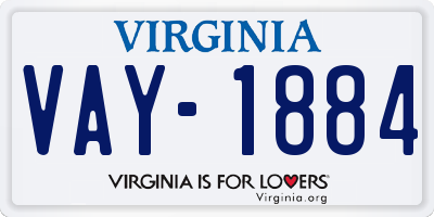 VA license plate VAY1884