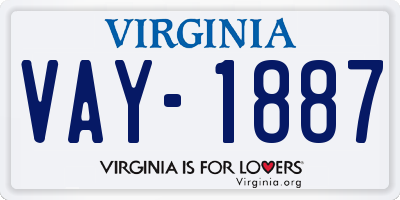 VA license plate VAY1887
