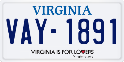 VA license plate VAY1891