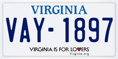 VA license plate VAY1897