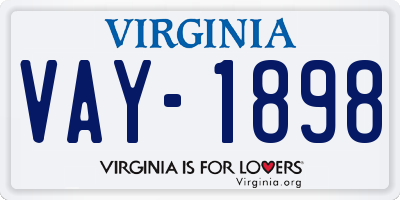 VA license plate VAY1898