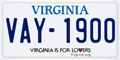 VA license plate VAY1900