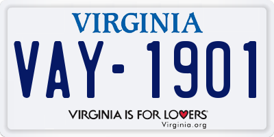 VA license plate VAY1901