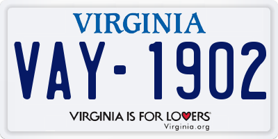 VA license plate VAY1902