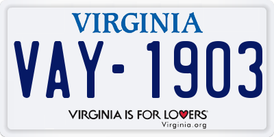 VA license plate VAY1903