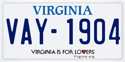 VA license plate VAY1904