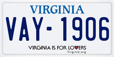 VA license plate VAY1906
