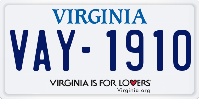 VA license plate VAY1910