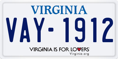 VA license plate VAY1912