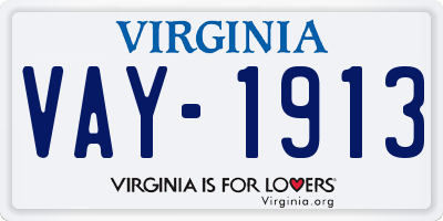 VA license plate VAY1913